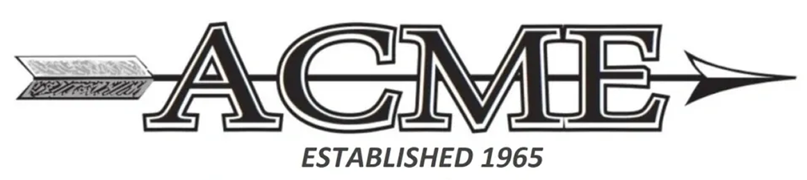 ACME logo with arrow, established 1965.